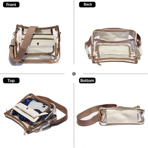 Beige Clear Stadium-Approved Crossbody Bag Durable TPU Versatile for Concerts an - Picture 6 of 8